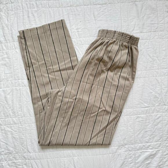 Briggs Vintage striped high rise trousers sz 12 beige elastic waist academia - Picture 7 of 8